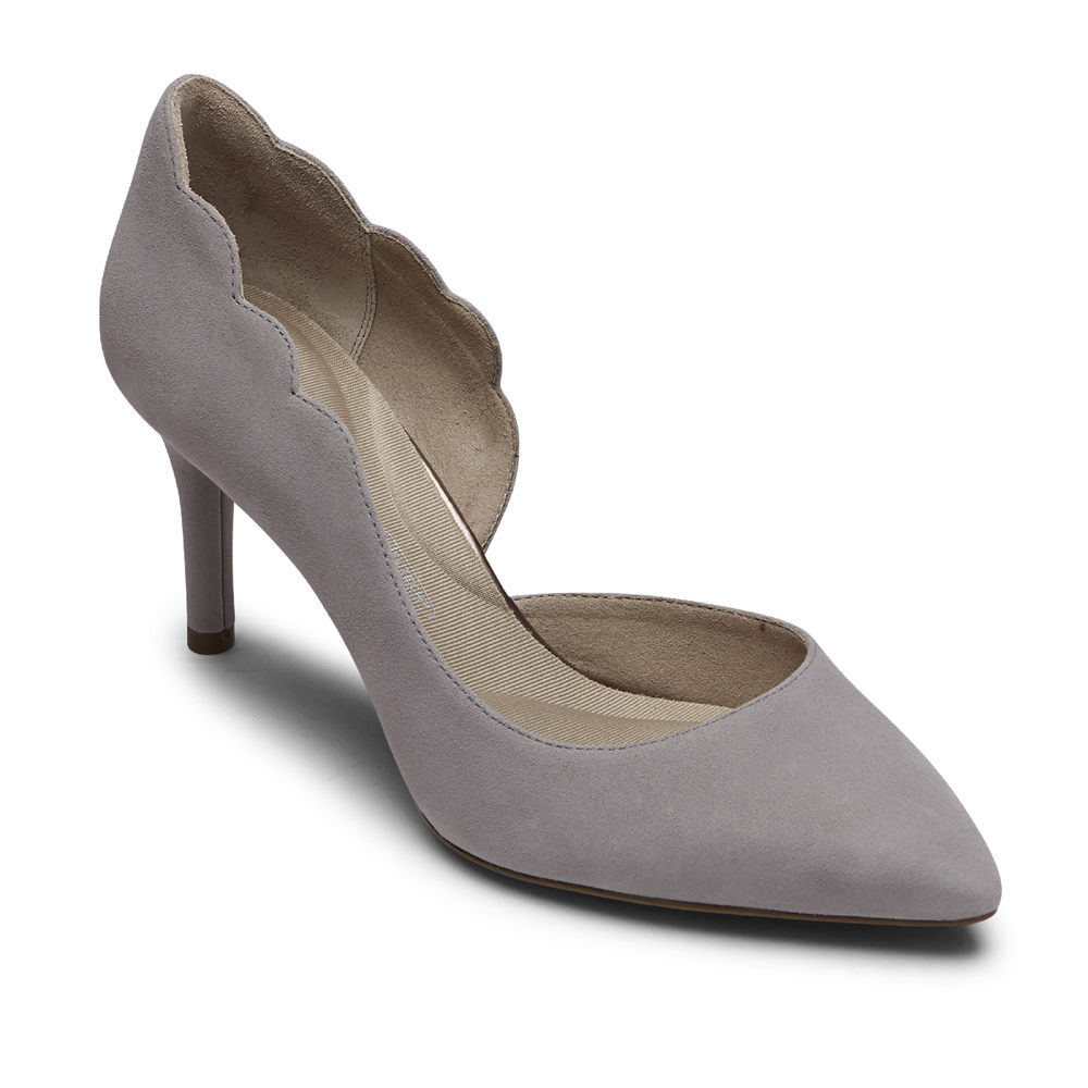 Rockport Heels For Womens Grey - Total Motion 75mm Scalloped DOrsay - NR6174590